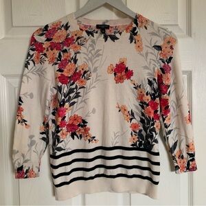 Floral Print Sweater - Cream and Black